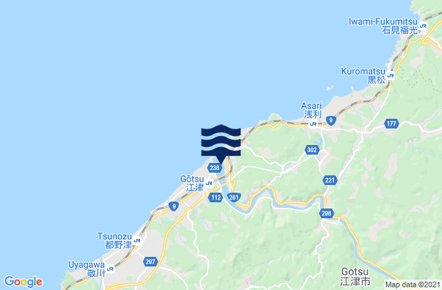Mapa da tábua de marés em Gotu, Japan