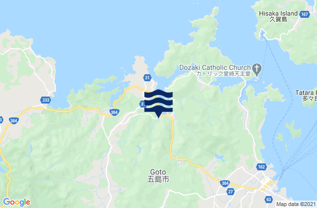 Mapa da tábua de marés em Gotō Shi, Japan