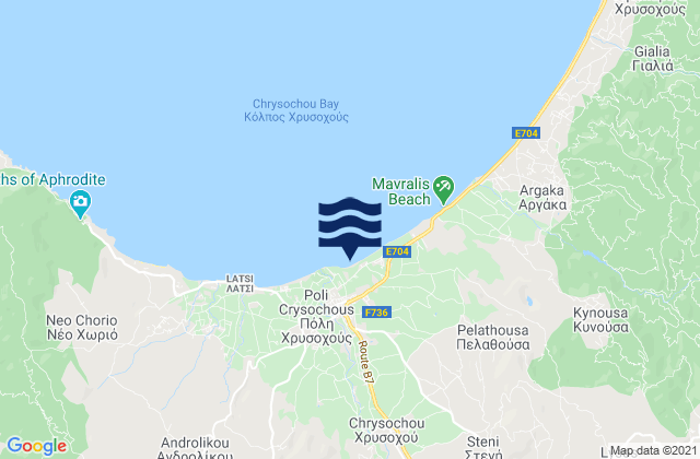 Mapa da tábua de marés em Goudí, Cyprus
