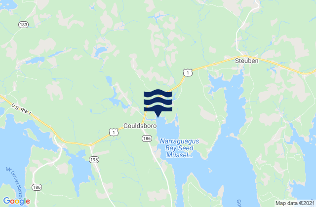 Mapa da tábua de marés em Gouldsboro, United States