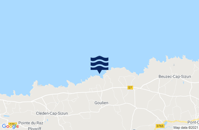 Mapa da tábua de marés em Goulien, France