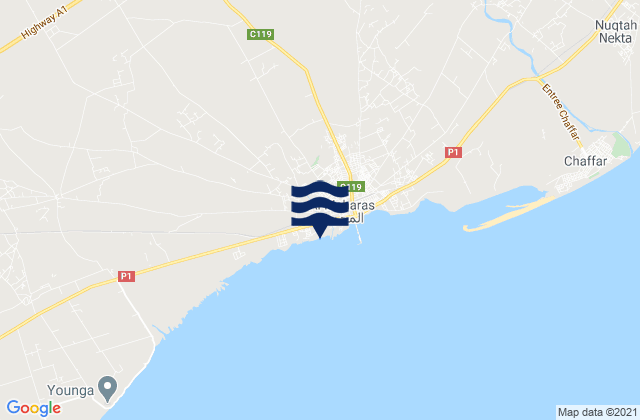 Mapa da tábua de marés em Gouvernorat de Sfax, Tunisia