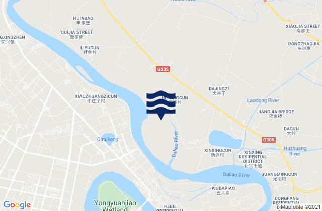 Mapa da tábua de marés em Gouyan, China