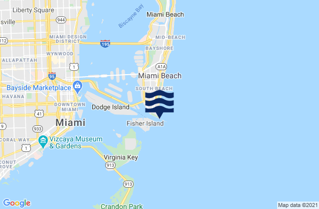 Mapa da tábua de marés em Government Cut (Miami Harbor Entrance), United States