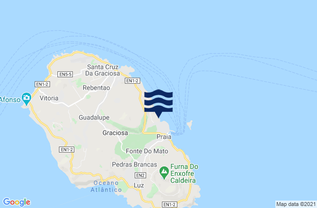 Mapa da tábua de marés em Graciosa - Lagou, Portugal