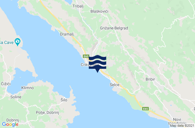 Mapa da tábua de marés em Grad Crikvenica, Croatia
