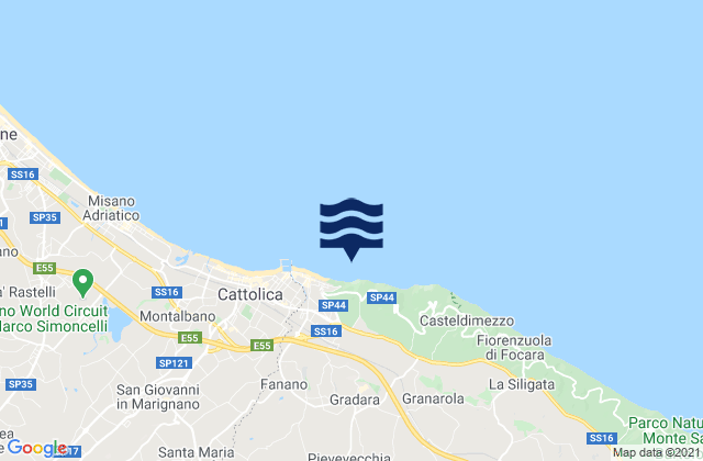Mapa da tábua de marés em Gradara, Italy