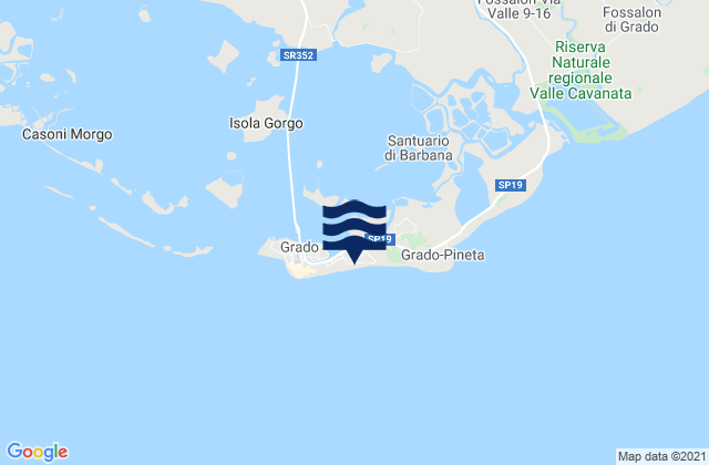 Mapa da tábua de marés em Grado, Italy