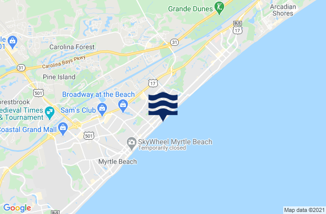 Mapa da tábua de marés em Grahamville, United States
