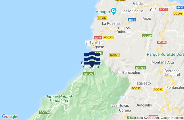 Mapa da tábua de marés em Gran Canaria, Spain