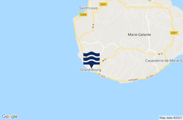 Mapa da tábua de marés em Grand-Bourg, Guadeloupe