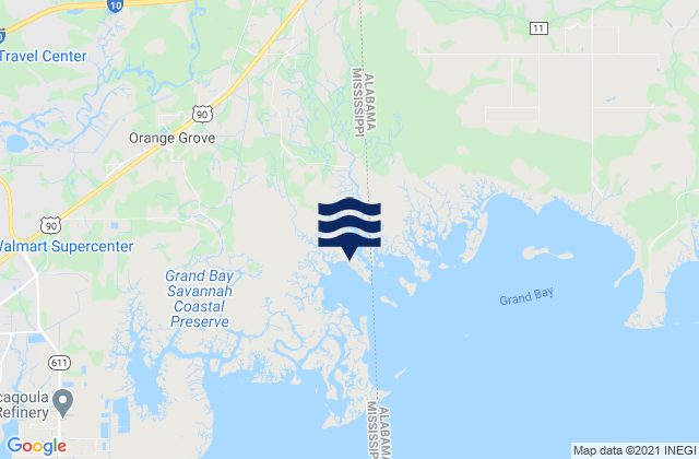 Mapa da tábua de marés em Grand Bay Nerr Mississippi Sound, United States