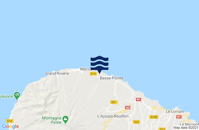 Mapa da tábua de marés em Grand Riviere, Martinique