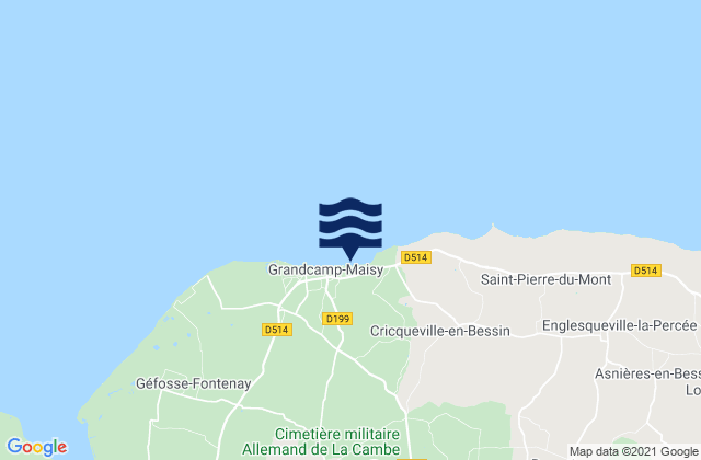 Mapa da tábua de marés em Grandcamp-Maisy, France