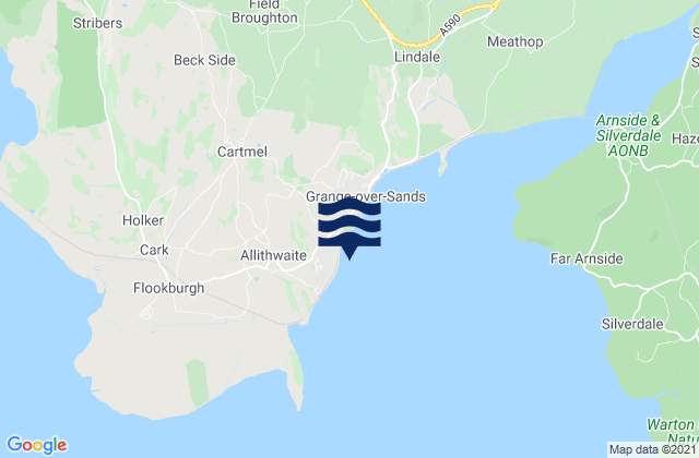 Mapa da tábua de marés em Grange-over-Sands, United Kingdom