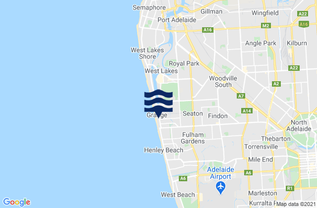 Mapa da tábua de marés em Grange, Australia