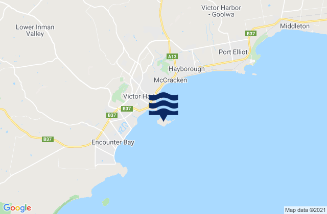Mapa da tábua de marés em Granite Island, Australia