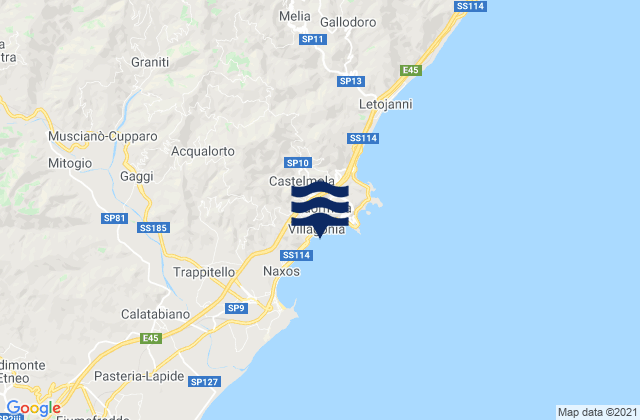 Mapa da tábua de marés em Graniti, Italy