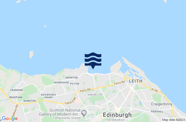 Mapa da tábua de marés em Granton, United Kingdom