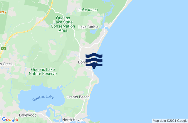Mapa da tábua de marés em Grants Beach, Australia