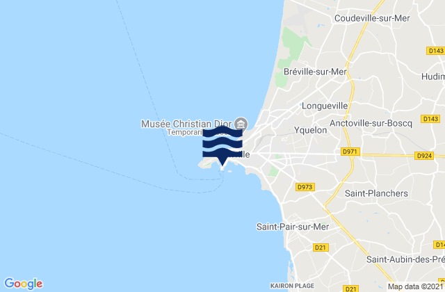 Mapa da tábua de marés em Granville Port, France