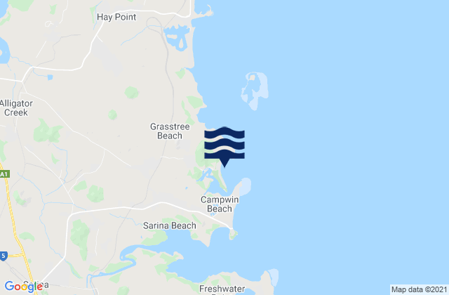 Mapa da tábua de marés em Grasstree Beach, Australia