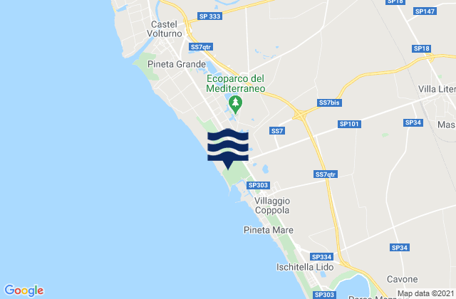 Mapa da tábua de marés em Grazzanise, Italy