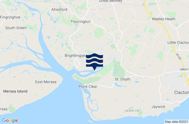 Mapa da tábua de marés em Great Bentley, United Kingdom