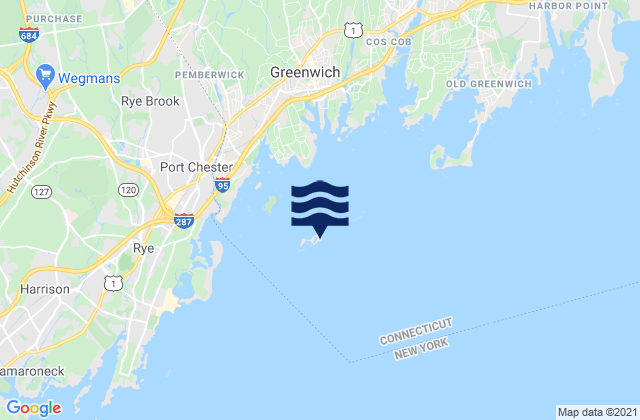 Mapa da tábua de marés em Great Captain Island, United States
