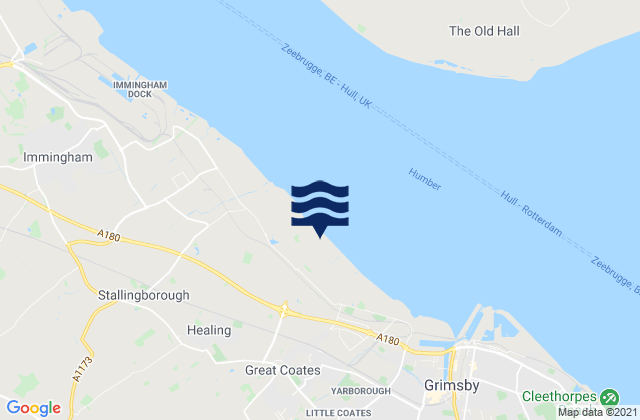 Mapa da tábua de marés em Great Coates, United Kingdom