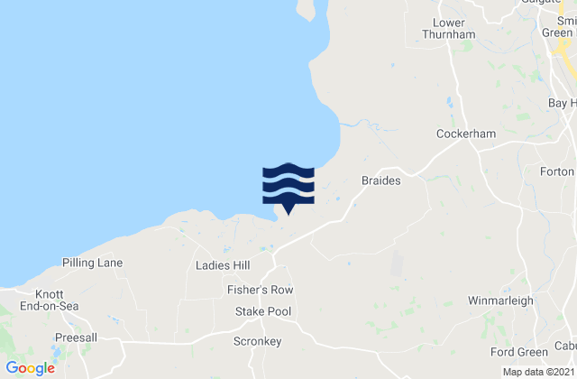 Mapa da tábua de marés em Great Eccleston, United Kingdom