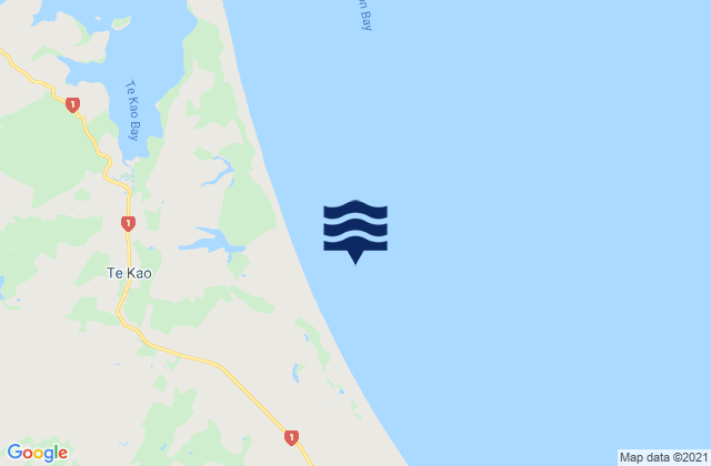 Mapa da tábua de marés em Great Exhibition Bay, New Zealand