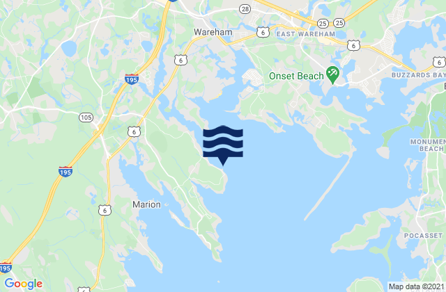 Mapa da tábua de marés em Great Hill, United States