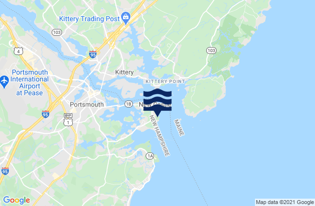 Mapa da tábua de marés em Great Island Common New Castle, United States