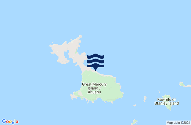 Mapa da tábua de marés em Great Mercury Island, New Zealand