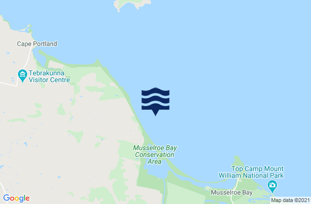 Mapa da tábua de marés em Great Musselroe Bay, Australia