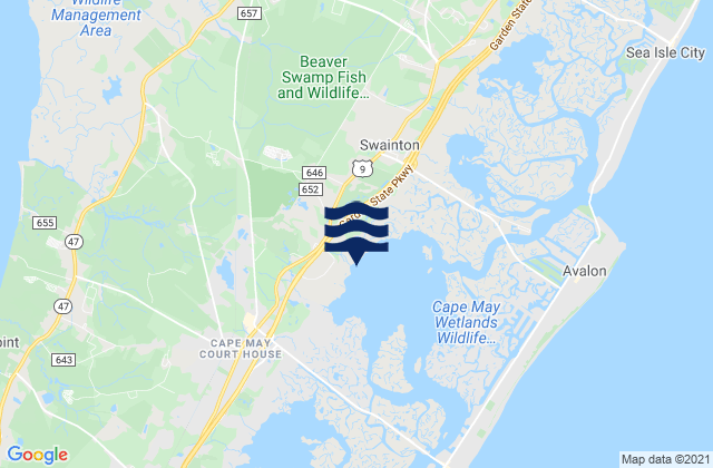 Mapa da tábua de marés em Great Sound west side, United States