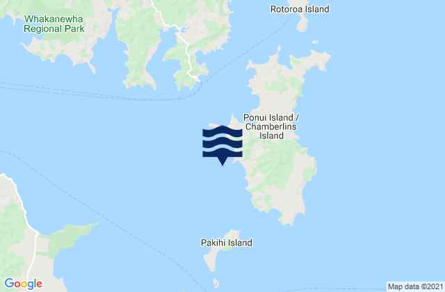 Mapa da tábua de marés em Green Bay, New Zealand