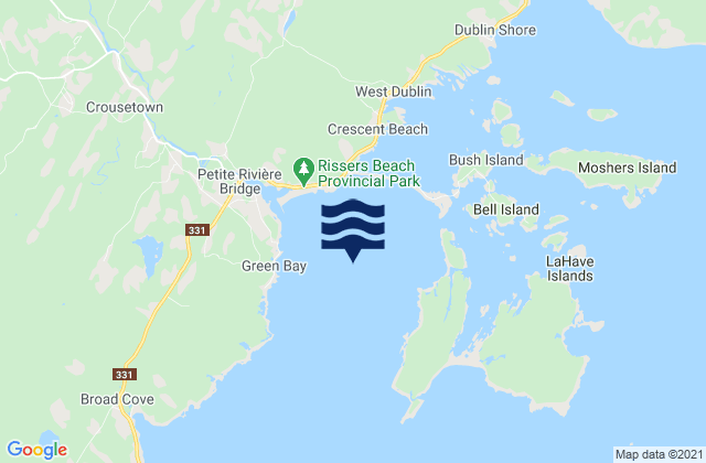 Mapa da tábua de marés em Green Bay, Canada