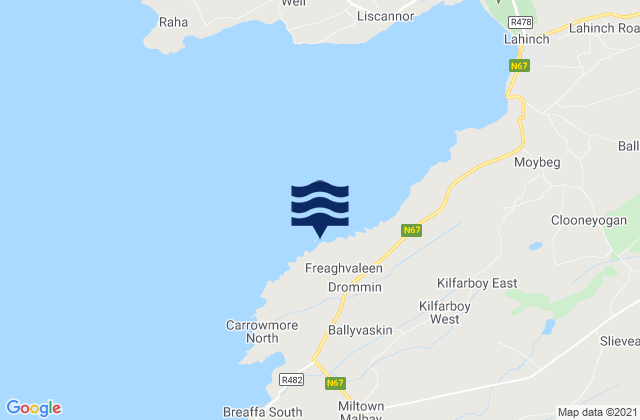 Mapa da tábua de marés em Green Island, Ireland