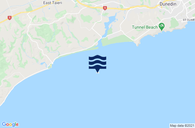 Mapa da tábua de marés em Green Island, New Zealand