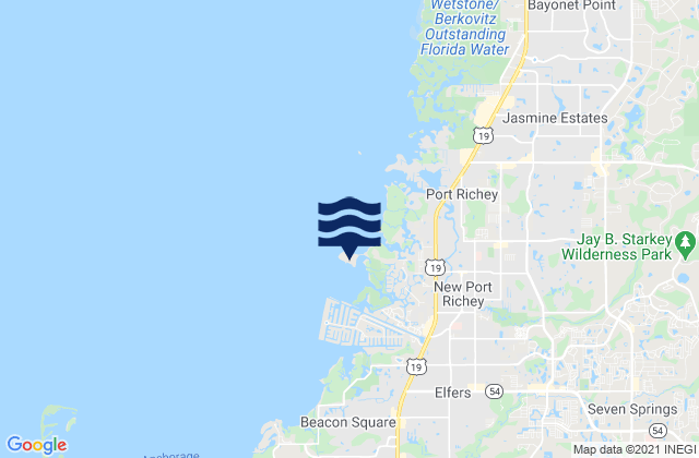 Mapa da tábua de marés em Green Key, United States