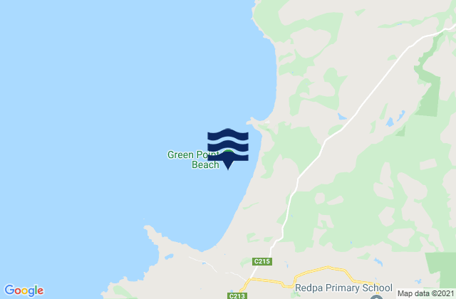 Mapa da tábua de marés em Green Point Beach, Australia