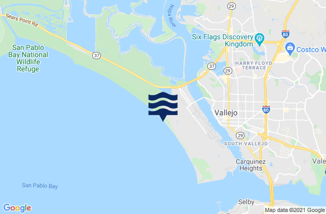 Mapa da tábua de marés em Green Valley, United States
