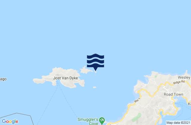 Mapa da tábua de marés em Green cay, U.S. Virgin Islands