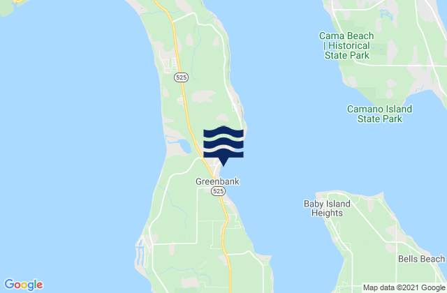 Mapa da tábua de marés em Greenbank (Whidbey Island), United States