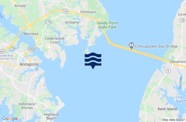 Mapa da tábua de marés em Greenbury Point 1.8 miles east of, United States