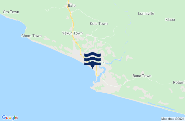 Mapa da tábua de marés em Greenville, Liberia