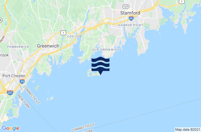 Mapa da tábua de marés em Greenwich Point, United States