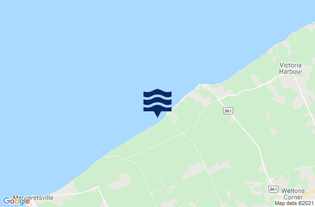 Mapa da tábua de marés em Greenwood, Canada